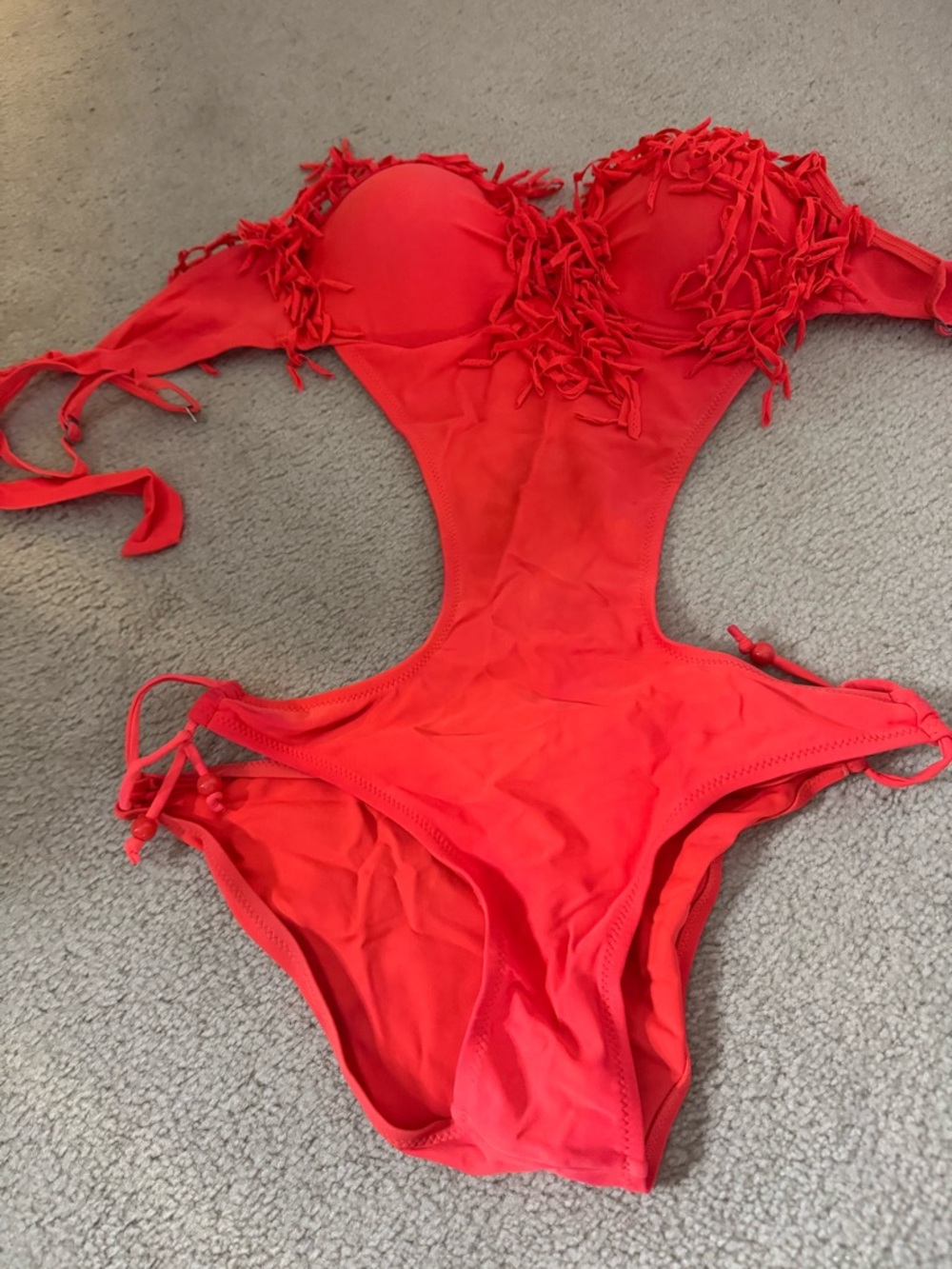 Coral Cut-Out One-Piece Swimsuit Monokini bathing suit 1 piece - Picture 2 of 3